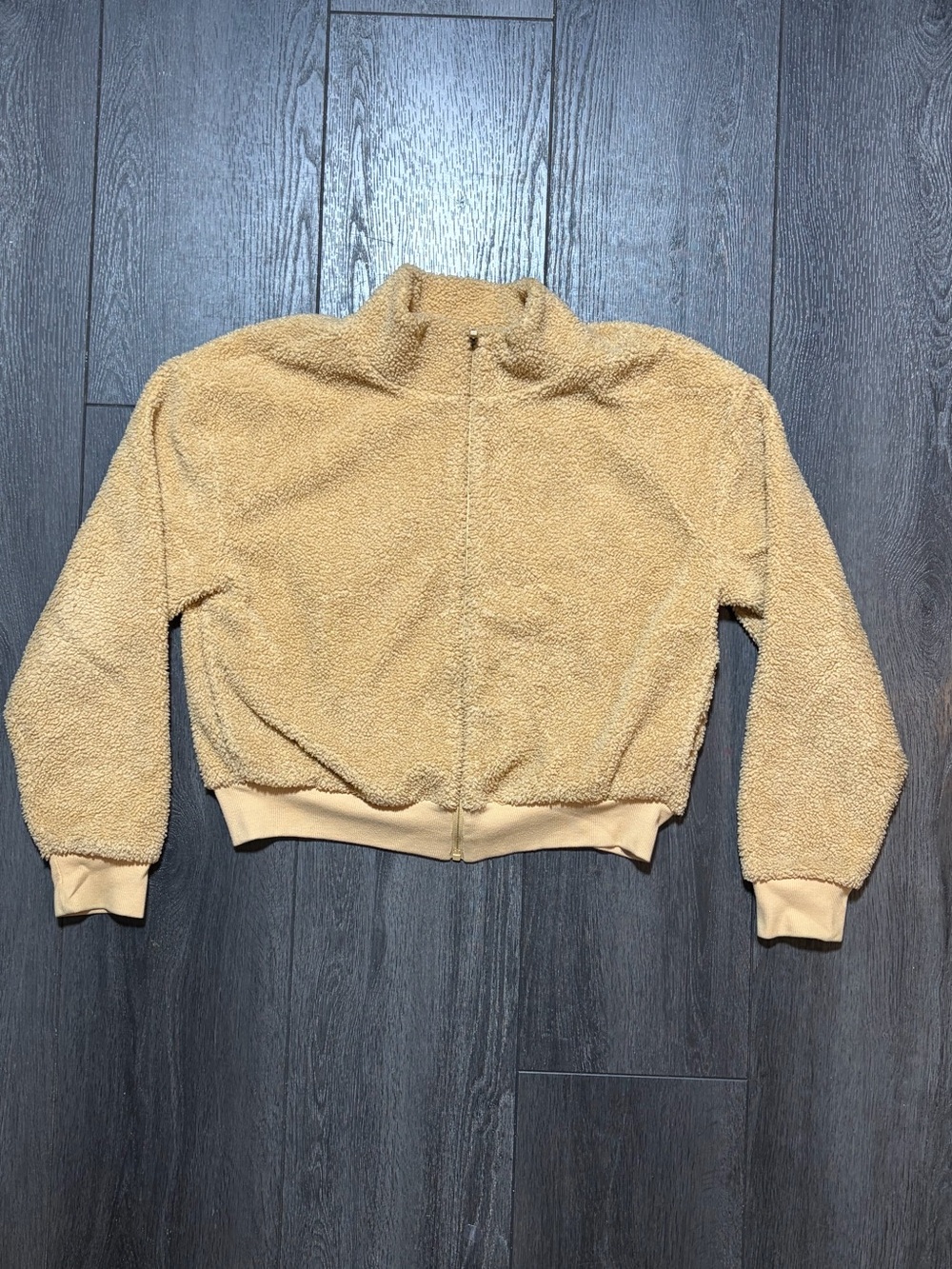 Beyond Yoga Faux Fur Beige Full Zip-Up Jacket Women's Size Small